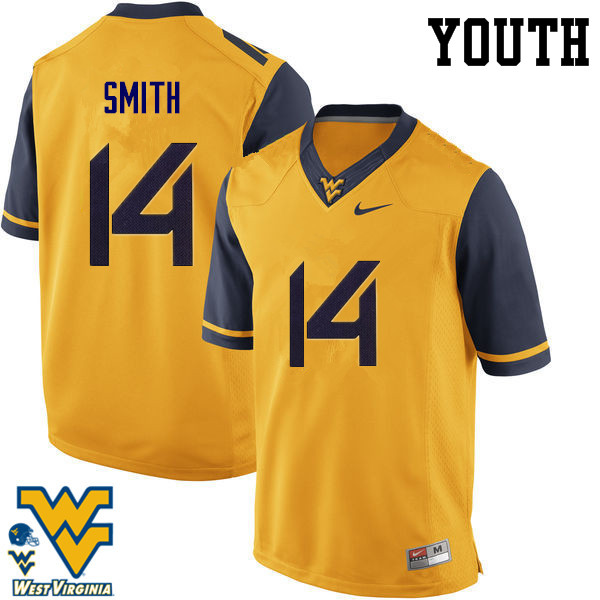 NCAA Youth Collin Smith West Virginia Mountaineers Gold #14 Nike Stitched Football College Authentic Jersey SZ23I10HM